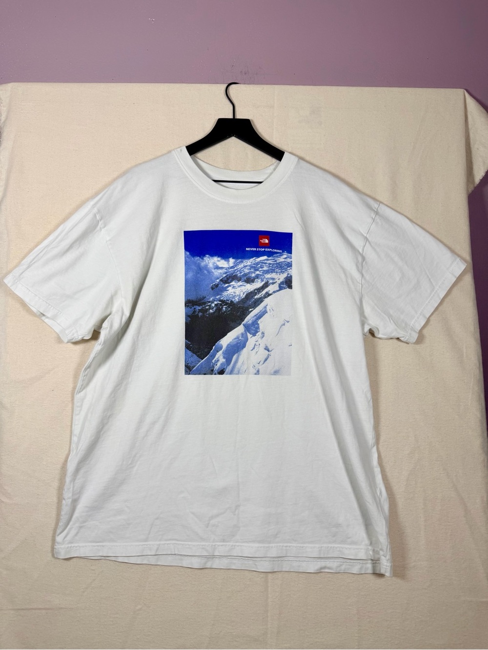 The North Face White Tee with Blue Mountain Graphic